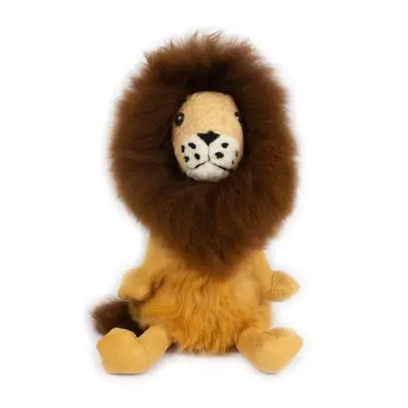 Peluche en fourrure d'alpaga faite à la main. Forme de lion “Kiru”. Hauteur : 45 cm. - Image 3