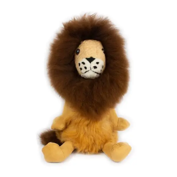 Peluche en fourrure d'alpaga faite à la main. Forme de lion “Kiru”. Hauteur : 45 cm. - Image 3