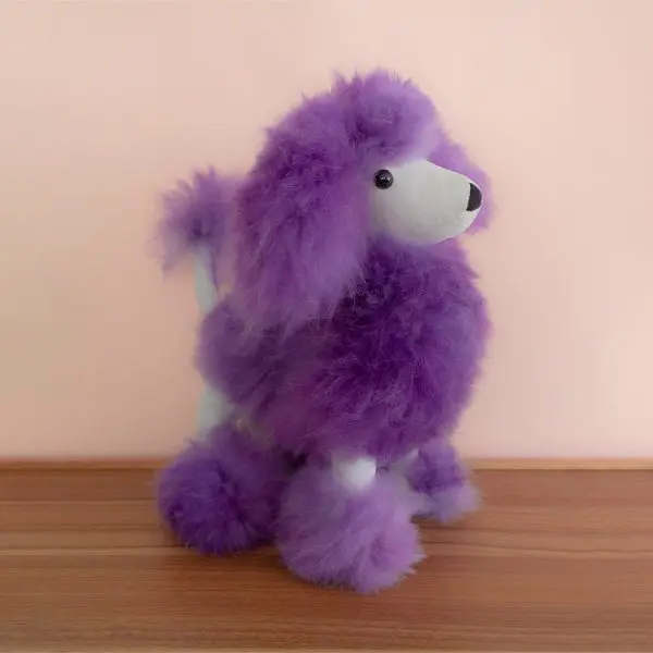 Handmade alpaca fur plush. Poodle shape “Achik”. Height: 30 cm.