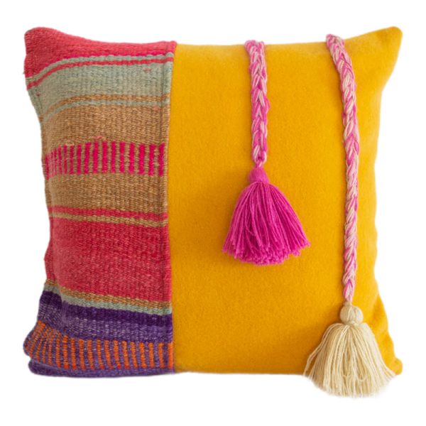 Set of 2 handmade colorful vintage pillow cover named “Situy” from sheep wool. Different shapes and sizes. - Image 2