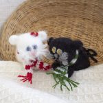 Set of 2 Handmade X-mas knitted ornaments. Made with natural fibers.