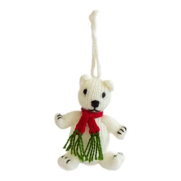 Ensemble de 2 ornements tricotés de Noël faits à la main. Fabriqué avec des fibres naturelles. - Image 3